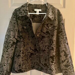 Like New - Bamboo Traders Black and Gray Patterned Jean Jacket